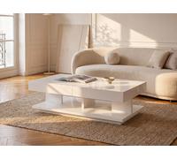 Table basse ARAMIS avec rangements - MDF laqué blanc