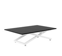 Table basse ARIA - relevable et extensible - 120-160x80 cm - Blanc / Noir