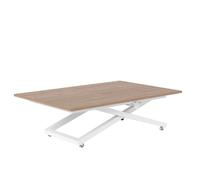Table basse ARIA - relevable et extensible - 120-160x80 cm - Blanc / Truffle Brown
