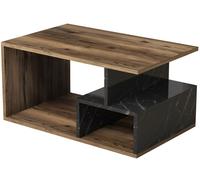 Table basse Art 2040 noyer foncé marbre noir 90 x 54 x h42cm