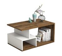 Table basse Art 2042 noyer foncé blanc 90 x 54 x h42cm