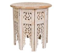 Table basse artisanale en bois blanc 45x45x45h