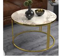 Table basse Aulum ronde 50 x 80 cm marbre blanc or