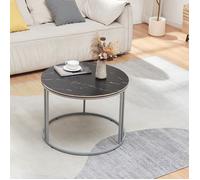 Table basse Aulum ronde 50 x 80 cm marbre noir argent