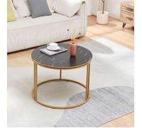 Table basse Aulum ronde 50 x 80 cm marbre noir or