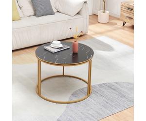Table basse Aulum ronde 50 x 80 cm marbre noir or