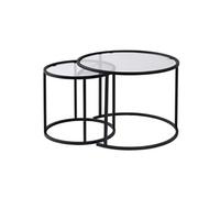 Table basse Aurum - Lot de 2 - Métal - 60x60x43 cm - Noir Transparent