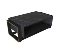 Table basse avec 1 niche - Effet marbre noir et doré - COMEBI