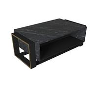 Table basse avec 1 niche - Effet marbre noir et doré - COMEBI