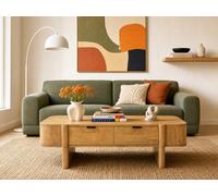 Table basse MELYRAN avec 2 tiroirs en bois de manguier Naturel clair L120 x P70 x H36 cm