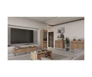 Table basse avec 2 tiroirs - OSAKA -100 cm - chêne evoke
