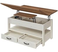 Table basse avec compartiment pour bouteille de gaz | Marron et blanc | 100x50x49,1/64,1 cm