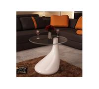 Table basse avec dessus de table en verre rond Blanc brillant