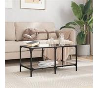 Table basse avec dessus en verre noir 78,5x40x40 cm acier Noir G
