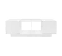 Table basse avec éclairage LED, espace de rangement généreux, 120x50x38,5 cm, Blanc