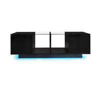 Table basse avec éclairage LED, espace de rangement généreux, 120x50x38,5 cm, Noir