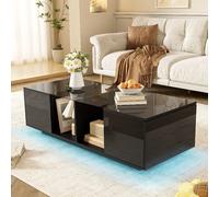 Table basse avec éclairage led et rangement 120x50x38,5 cm noir