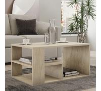 Table basse avec étagères 80x40x50 cm décor travertin