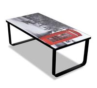 Table Basse Avec Impression De Cabine Téléphonique Dessus Verre Multicolore