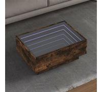 Table basse avec LED chêne fumé 70x50x30 cm bois d ingénierie Marron G