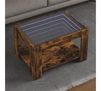 Table basse avec LED chêne fumé 73x53x45 cm bois d ingénierie Marron G