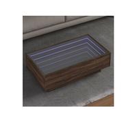 Table basse avec LED chêne marron 90x50x30 cm bois d ingénierie