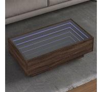 Table basse avec LED chêne marron 90x50x30 cm bois d ingénierie Marron G