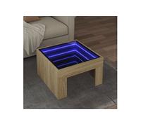 Table basse avec LED infini chêne sonoma 50x50x30 cm, table d'appoint, table de salon, table latérale, bout de 847604