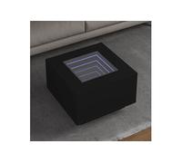 Table basse avec LED noir 60x60x40 cm bois d ingénierie