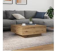 vidaXL Table basse Chêne artisanal 80 x 80 x 31 cm Bois d'ingénierie Lumières LED