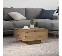 vidaXL Table Basse Chêne Artisanal 55 x 55 x 31 cm Bois d'ingénierie, Table Basse Moderne, élégante et multifonctionnelle, Meuble stylé avec lumières LED