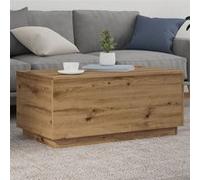 Table basse avec lumières LED chêne artisanal 90x50x40 cm chêne G