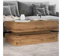 vidaXL Table Basse avec lumières LED chêne Artisanal 90x50x40 cm, Table d'appoint, Table de Salon, Table latérale, Bout de canapé, Table Centrale