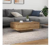 vidaXL Table basse Chêne artisanal 85×55×31 cm – Bois d'ingénierie avec lumières LED
