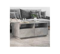 vidaXL Table basse 839836 – lumières LED et tiroirs, moderne, Gris Béton