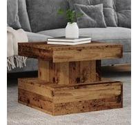 vidaXL Table basse vieux bois avec lumières LED 50x50x40 cm