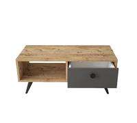 Table Basse avec multiples rangements en panneaux de particules et métal - Gris