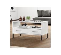 vidaXL Table basse OSLO – Bois, pieds en métal blanc 85x50x45 cm