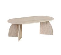 Table basse avec plateau ovale et pieds courbés - Gamme SELENE - Effet Travertin - L120 x P60 x H40 cm