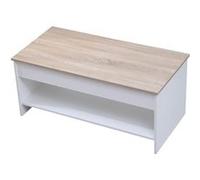 Happy Garden Table basse Hedda – Plateau relevable blanche et bois, rangement