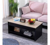 Happy Garden Table basse HEDDA – plateau relevable, rangement – noir et bois