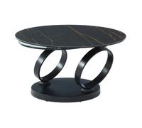 Vente-unique Table basse Joline plateaux pivotants céramique et verre trempé effet marbre noir