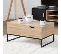 Table basse avec plateaux relevables noire et bois lotta