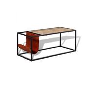 Table Basse Avec Porte-Revues Cuir Véritable 110 X 50 X 45 Cm