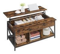 Table basse avec plateau relevable effet bois marron rustique