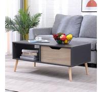 Table basse avec tiroir style scandinave grise freja