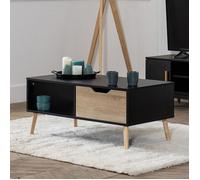 Table basse avec tiroir style scandinave noire freja