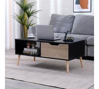 Table basse avec tiroir style scandinave noire FREJA