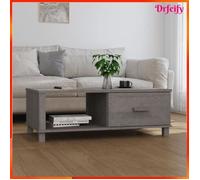 Table basse - Ayhao - Gris clair - Bois massif de pin - 100x55x35 cm - Avec tiroir et compartiment