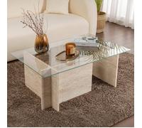 Table basse Azriel Dmora, en bois beige noble 105x65x40h cm